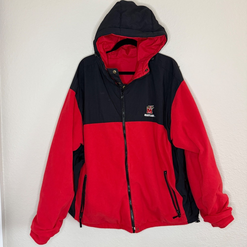 Columbia XL Reversible Red Maryland Terrapins Hooded Coat Outdoor Cozy Gorpcore - Picture 3 of 12